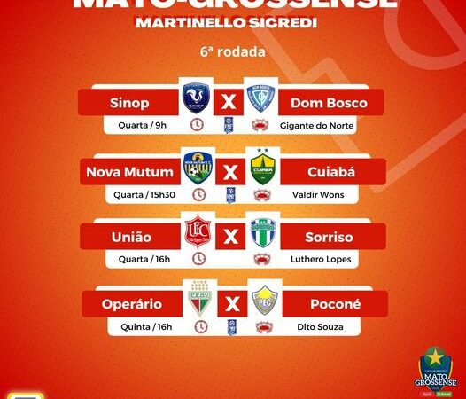 Mato-grossense Martinello Sicredi 2021: 6ª rodada começa na manhã desta quarta-feira