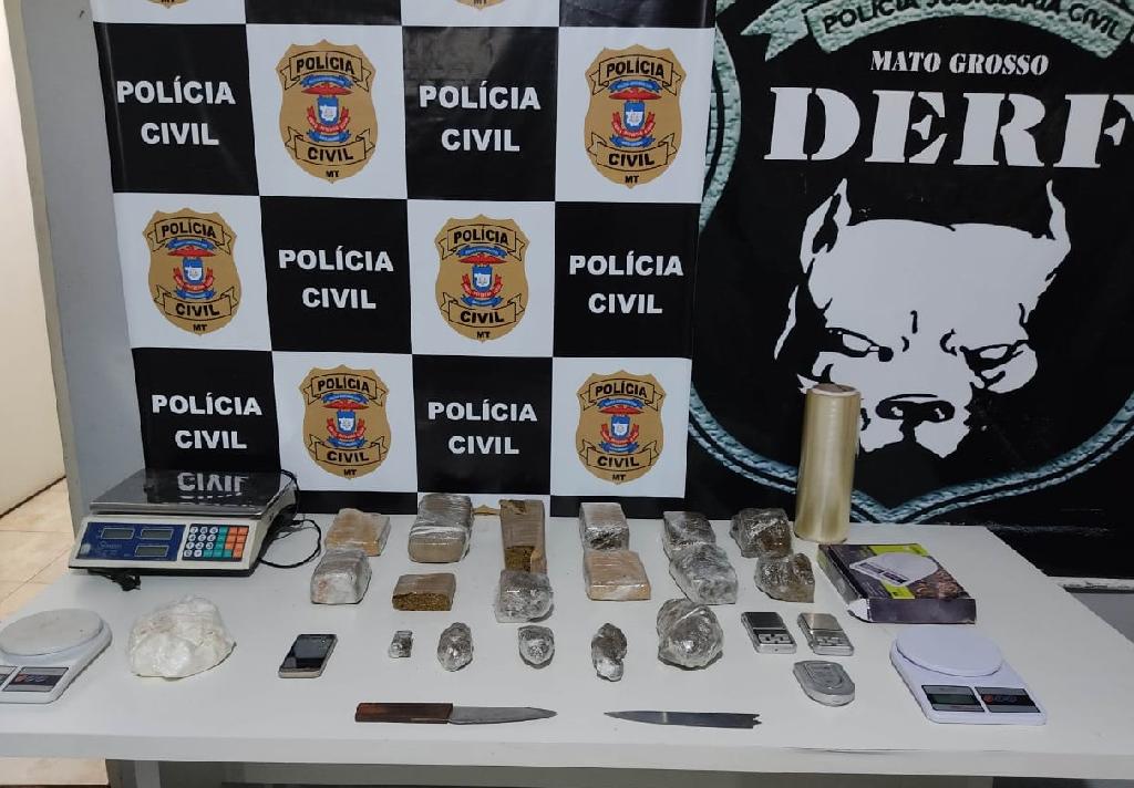 Quatro quilos de maconha e cocaína pura são apreendidos com traficante no Parque Universitário, em Rondonópolis