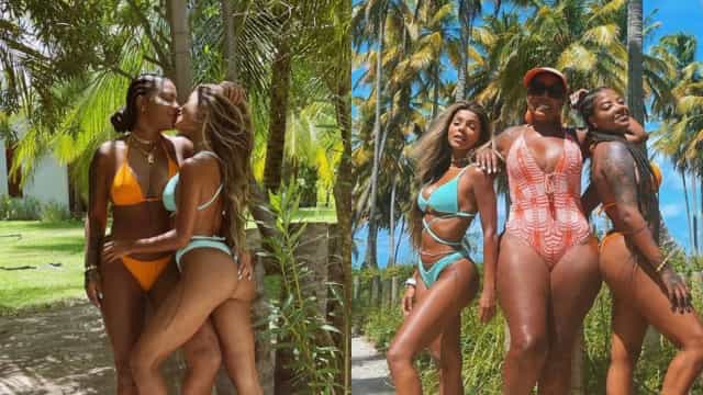 Ludmilla desfruta de férias no paraíso com a mulher e a mãe