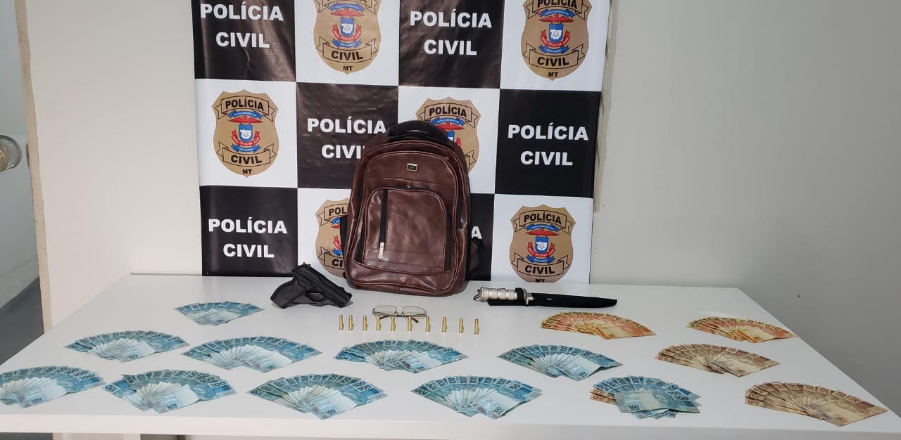 Autor de roubo a agência bancária em Rondonópolis é preso com R$ 10 mil, simulacro e munições
