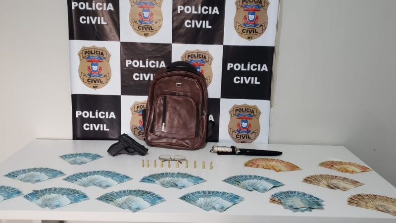 Autor de roubo a agência bancária e Rondonópolis é preso com R$ 10 mil, simulacro e munições