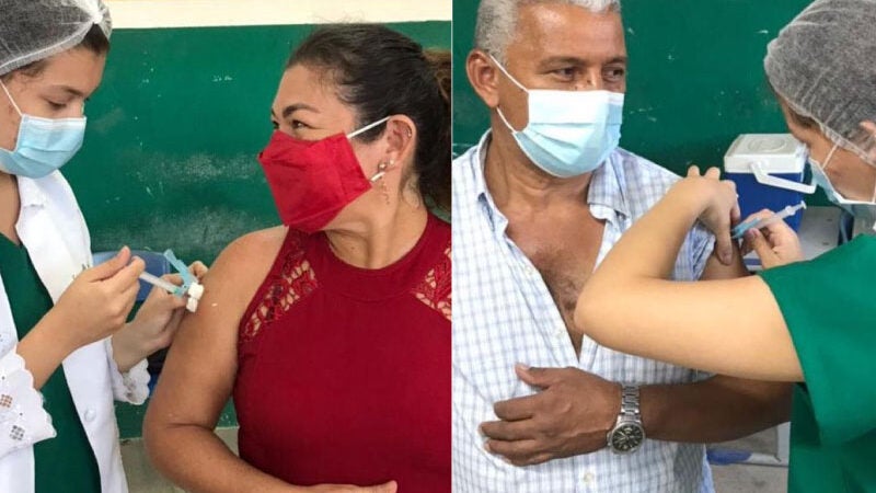 Técnica em enfermagem vacina emocionada os pais contra Covid