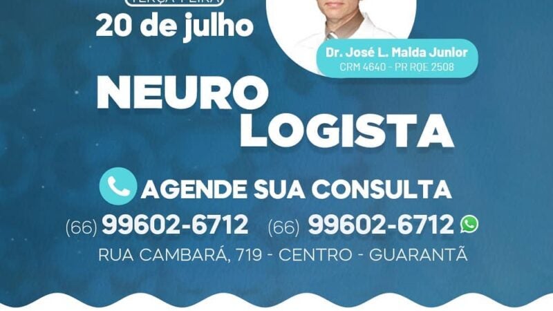 O Neurologista Dr. José Luis Maida estará atendendo dia 20 de julho (terça-feira) no Centro Médico Domingos Salomão