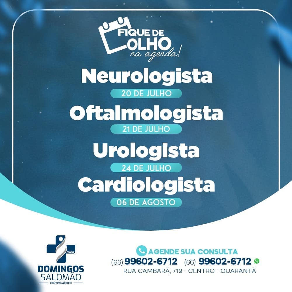 Fique de olho em nossa agenda de especialistas para os proximos dias!