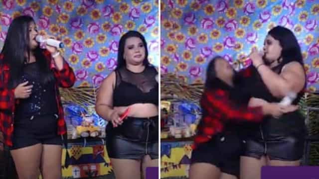 Cantora desmaia durante live e amiga pede para show continuar