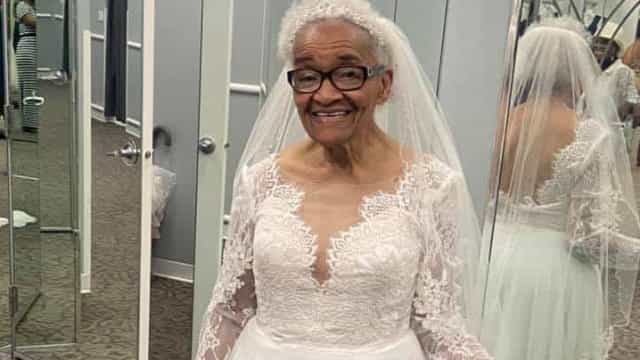 Avó de 94 anos cumpre sonho e se veste de noiva pela primeira vez