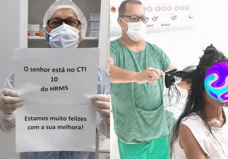 Técnico de enfermagem lê livros, põe música e passa batom em pacientes