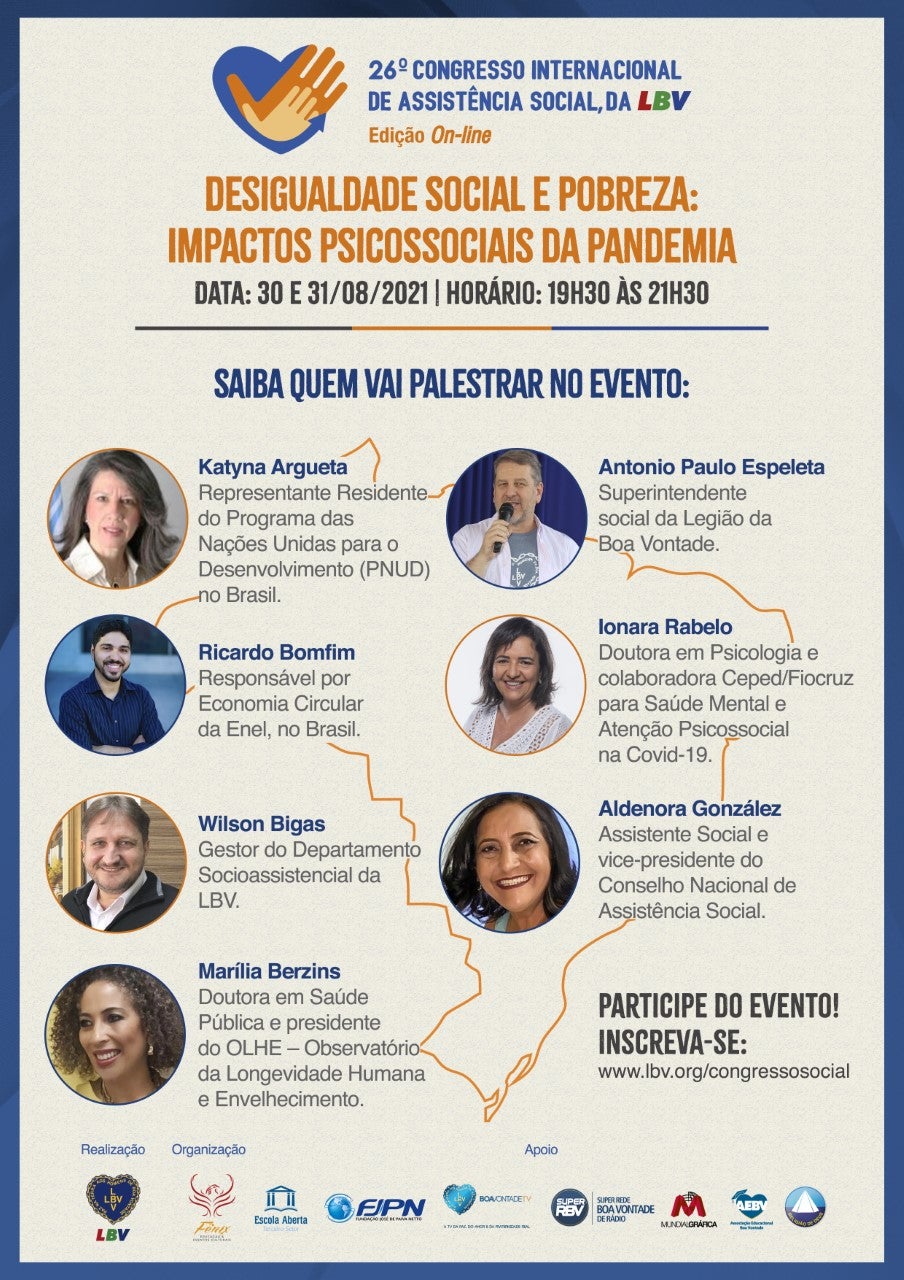 Desigualdade social e pobreza: impactos psicossociais da pandemia” é tema de Congresso de Assistência Social, da LBV