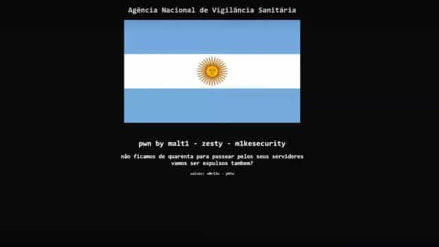 Anvisa tem página hackeada com bandeira da Argentina