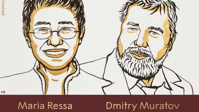 Prêmio Nobel da Paz é atribuído a Maria Ressa e Dmitry Muratov