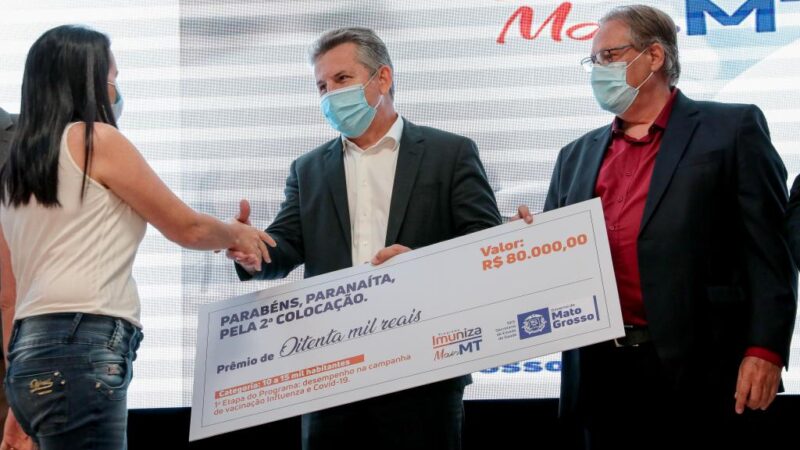 Governo entrega R$ 1,8 milhão aos 15 municípios com melhor performance na vacinação contra Influenza e Covid-19