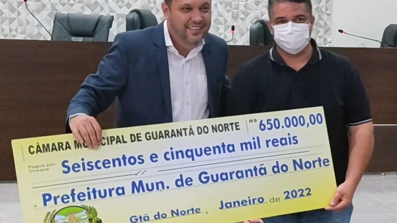 Câmara de Guarantã do Norte devolve para prefeitura R$ 650 Mil do duodécimo