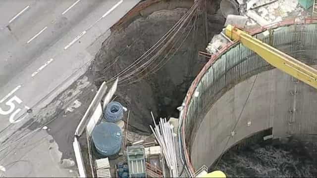 Cratera em SP será preenchida com material rochoso e argamassa