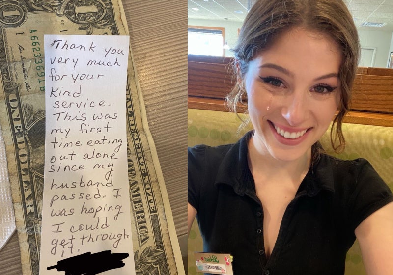 Garçonete se emociona com bilhete de cliente e reação viraliza