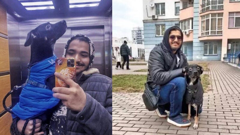 Estudante se recusa a deixar a Ucrânia sem o cão de estimação