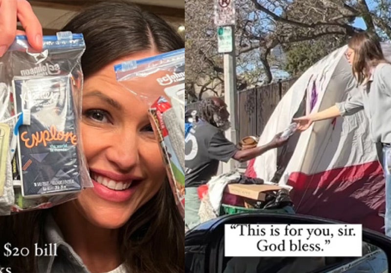 Jennifer Garner distribui ‘kit de sobrevivência’ para necessitados nas ruas