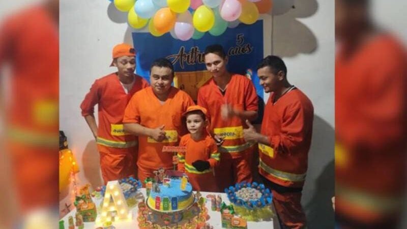 Garotinho de 5 anos realiza sonho de festa de aniversário com tema ‘garis’