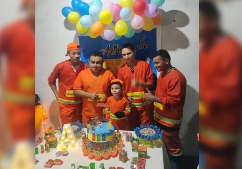 Garotinho de 5 anos realiza sonho de festa de aniversário com tema ‘garis’
