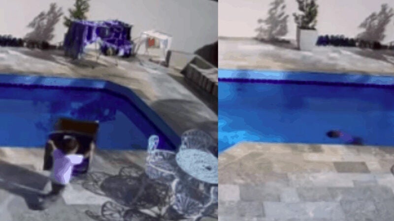 Menino de 3 anos cai na piscina e se salva com técnicas da aula de natação