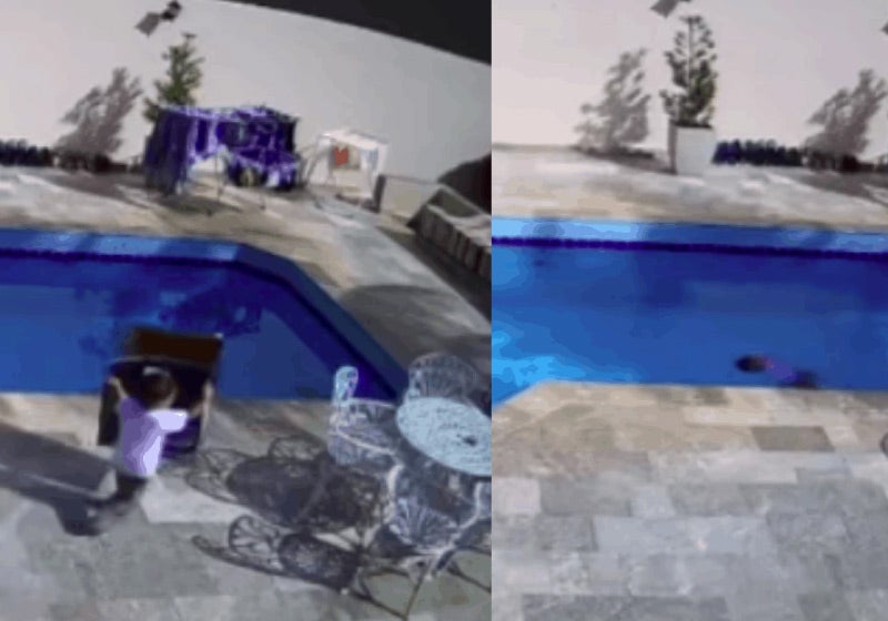 Menino de 3 anos cai na piscina e se salva com técnicas da aula de natação