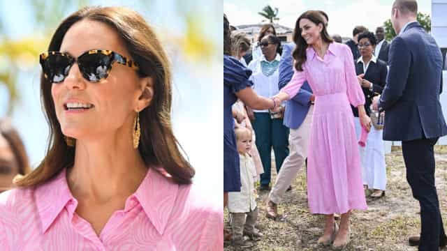 Como uma Barbie! Kate Middleton deslumbra com modelito rosa