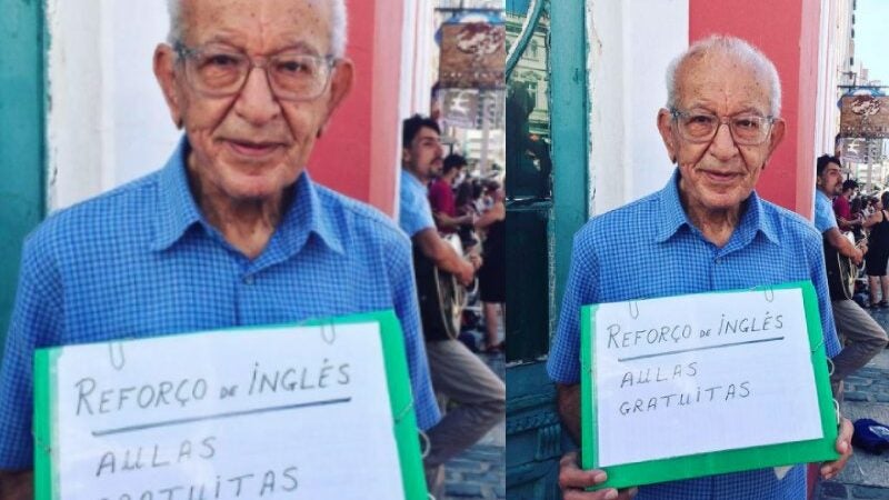 Professor de 88 anos dá aulas de graça de inglês: “Eu não quero acumular”
