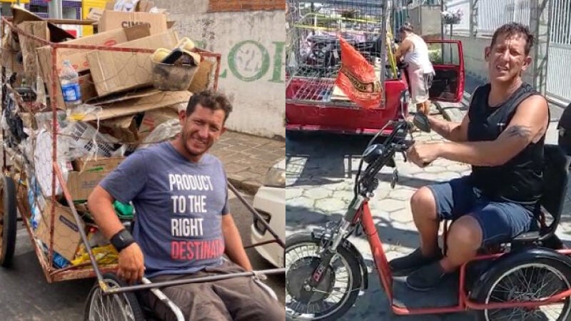 Cadeirante coletor de recicláveis compra veículo adaptado após vaquinha
