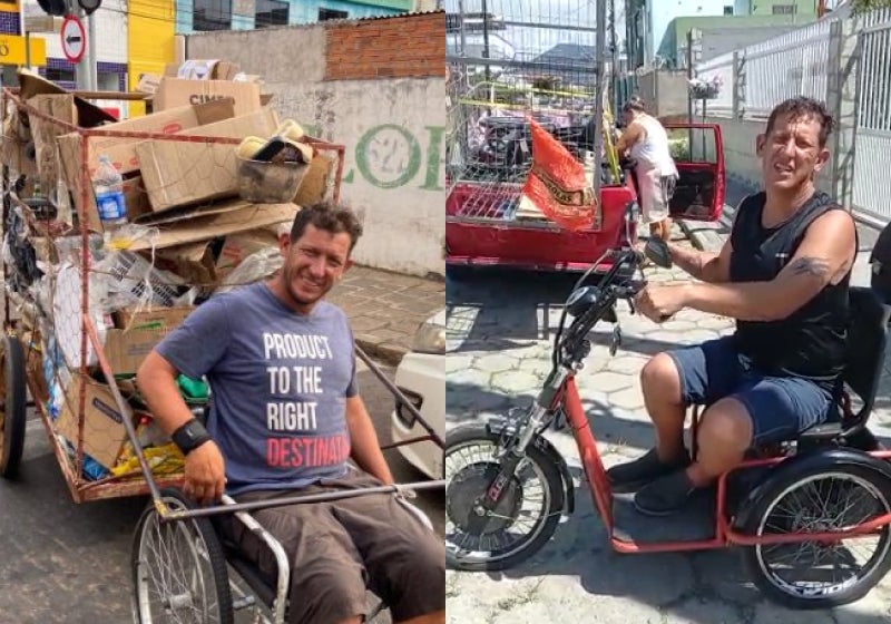 Cadeirante coletor de recicláveis compra veículo adaptado após vaquinha