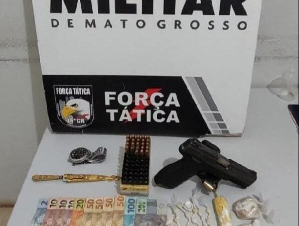 Polícia prende rapaz com maconha, cocaína e pistola .40