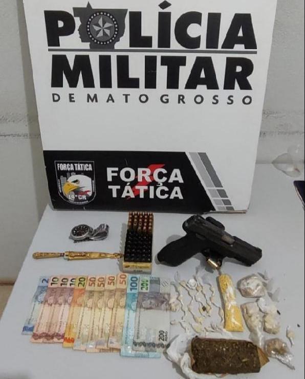 Polícia prende rapaz com maconha, cocaína e pistola .40