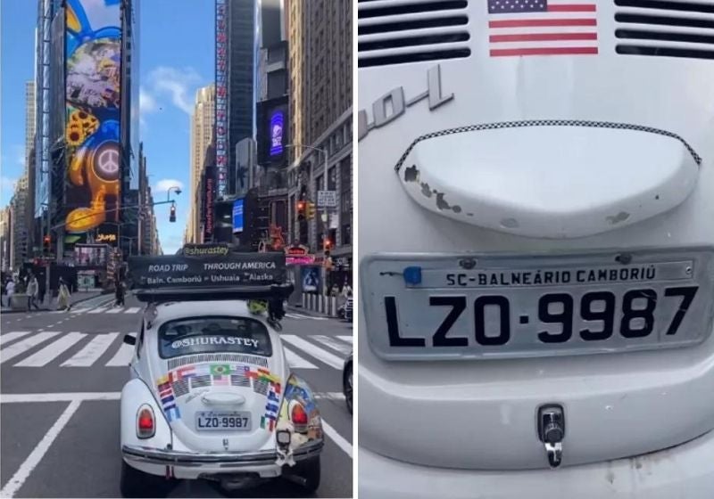 Fusca de SC chega em Nova York e faz sucesso na Times Square