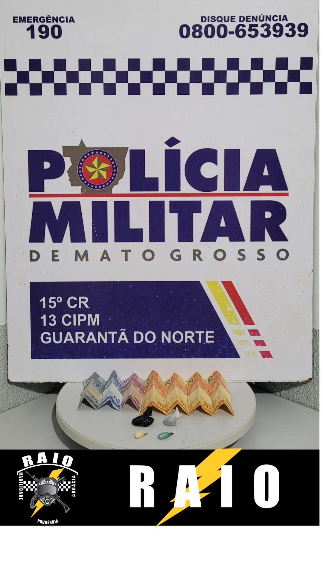Em Guarantã do Norte policia Militar prende jovem com porções de droga