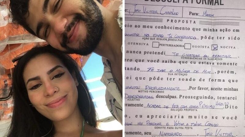 Jovem usa ‘Formulário de Pedido de Desculpa’ para reatar namoro e viraliza