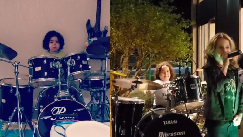 Menino de três anos arrasa na bateria e já faz apresentações