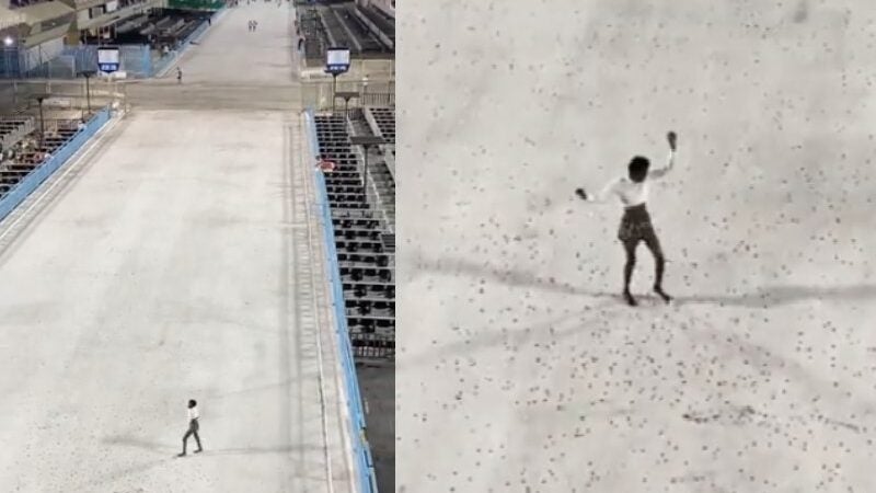 Catadora que viralizou sambando na Sapucaí recebe ajuda e convite para desfilar