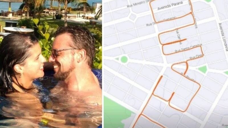 Homem escreve “Amor, te amo” em app de rota para aniversário da esposa