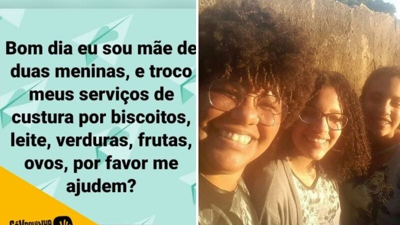 Mãe oferece serviços de costura em troca de comida e ganha vaquinha