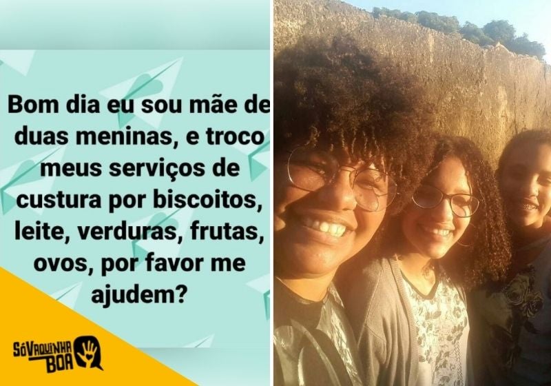 Mãe oferece serviços de costura em troca de comida e ganha vaquinha