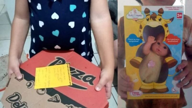 Menina pede pizza fiado, emociona entregador e provoca corrente do bem