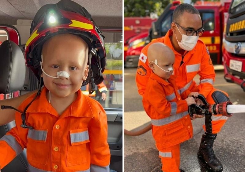 Menino com leucemia realiza sonho e ganha “dia de bombeiro” em BH