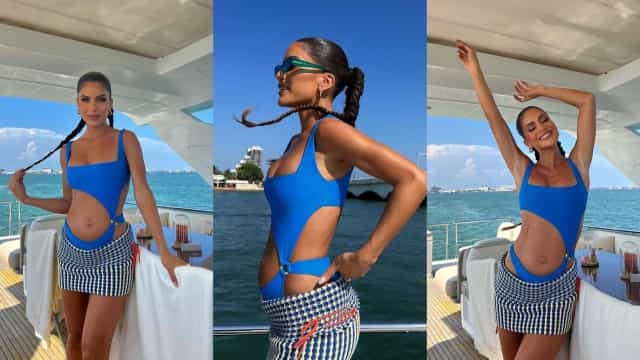 "Mamãe a bordo": Camila Coelho exibe barriguinha de grávida