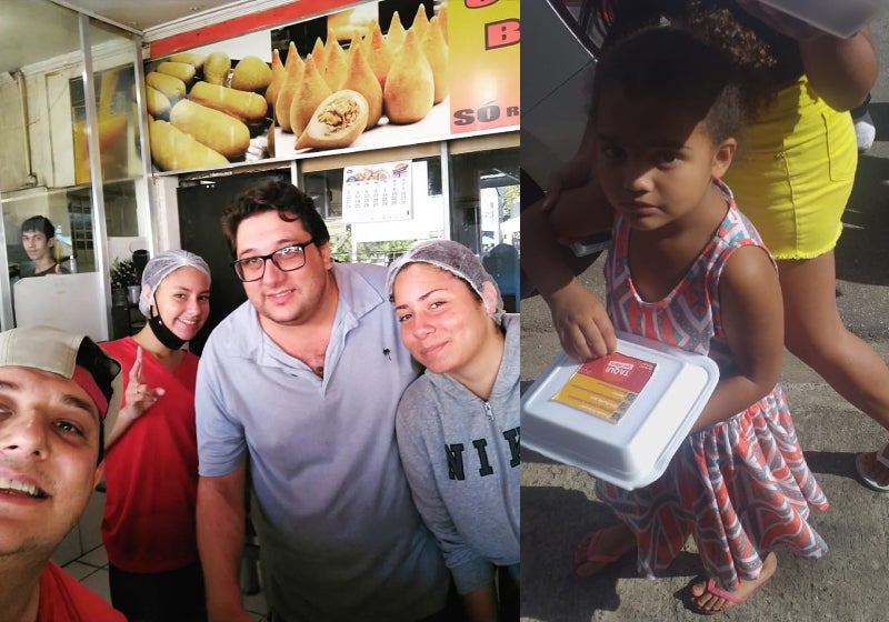 Dono de lanchonete entrega salgados após doação de empresário