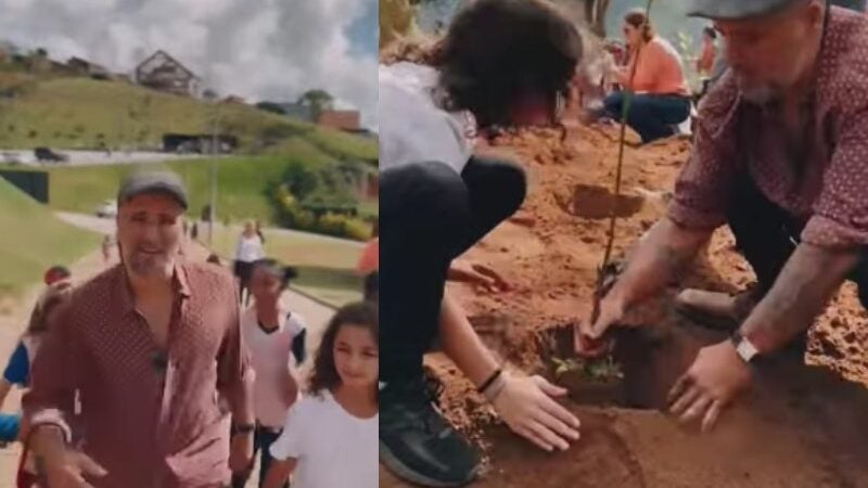 Bruno Gagliasso planta 3 mil árvores com 50 crianças no RJ: vídeo