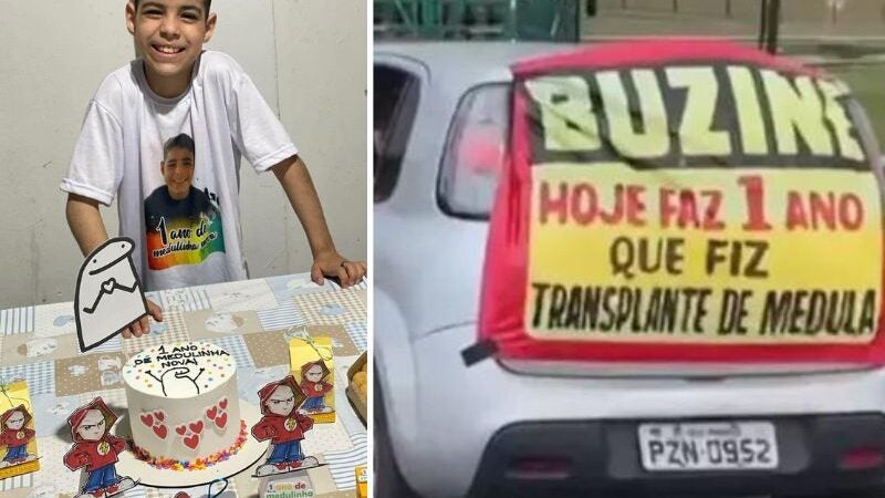 Criança de 10 anos comemora cura de câncer pelas ruas de Belém
