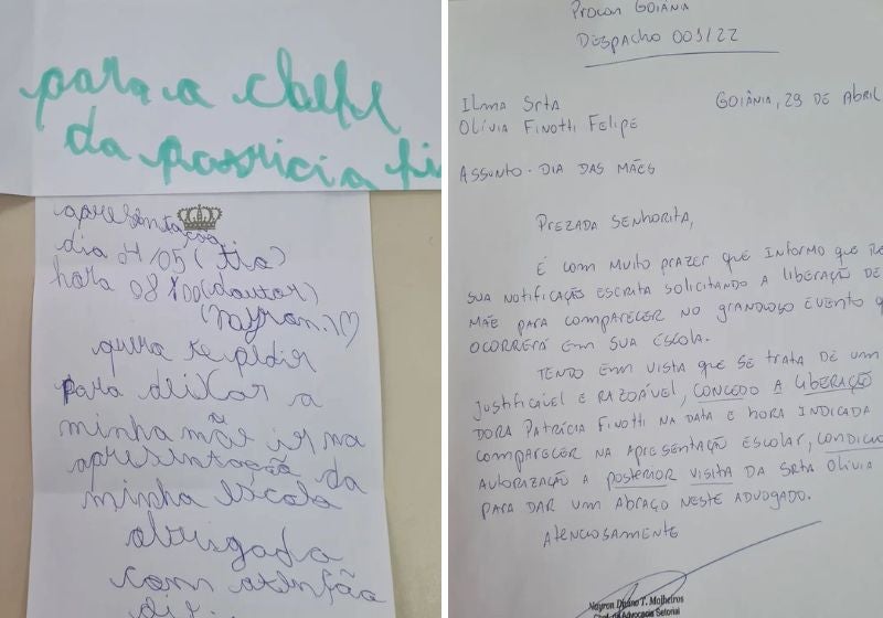 Fofura: filha pede em carta que chefe libere mãe para evento na escola