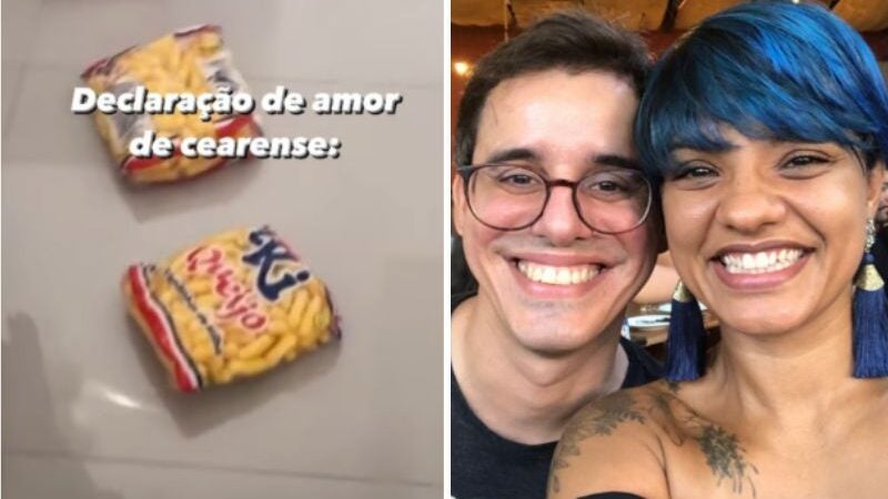Marido faz declaração de amor com salgadinhos preferidos da esposa [Vídeo]