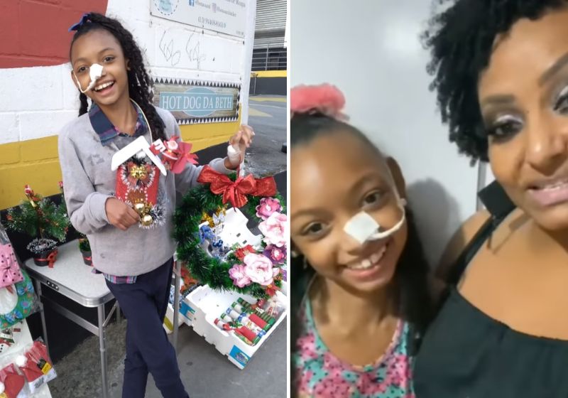 Garotinha com paralisia monta barraca de artesanatos para ajudar mãe e comove web