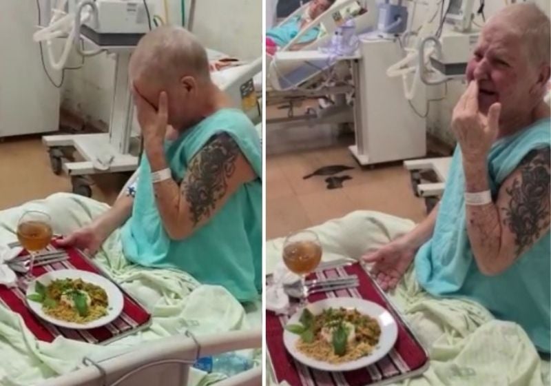 Paciente internada há 4 meses ganha strogonoff surpresa de enfermeiros. Vídeo
