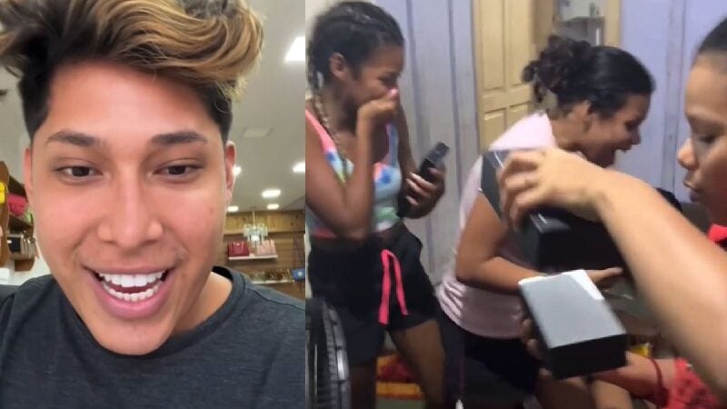Rafa Meny faz surpresa do iPhone e incentiva irmãos a trabalharem nas redes: VÍDEO