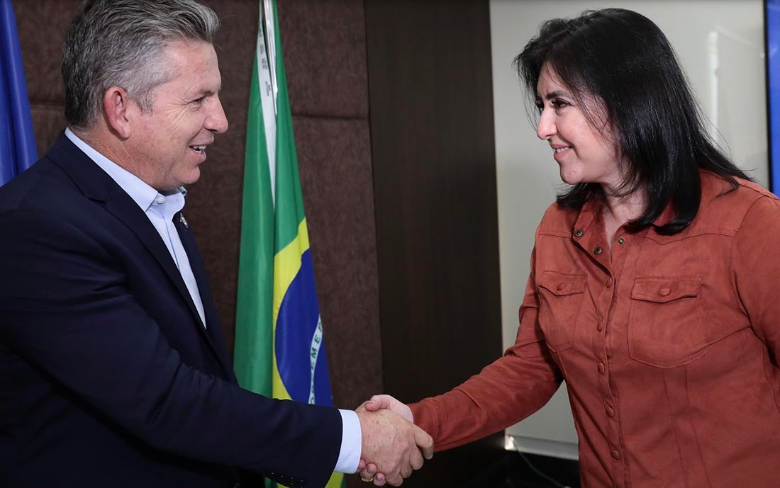 Senadora pré-candidata a presidente faz visita de cortesia a Mauro Mendes e pede apoio; vídeo